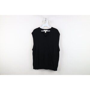 Vintage 90s Streetwear Mens XL Blank Extra Fine Merino Wool Knit Sweater Vest